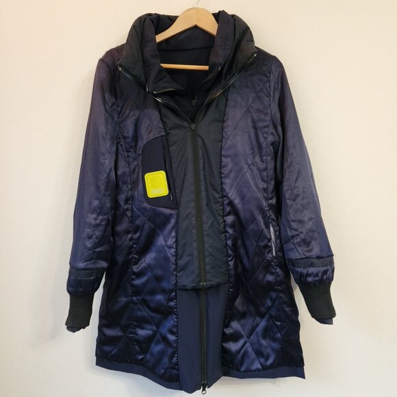 Creenstone Coats Navy Blue Raincoat 9000 Women Sz 44/14 US Double Zip Outdoor - Picture 4 of 16